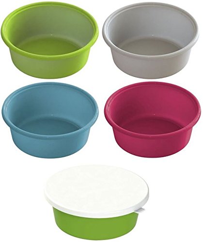 Cajou 3 er Pack Futterschale mit oder ohne Deckel für Pferde Hunde oder Salatschüssel (grün, mit Deckel) von Cajou