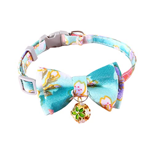 Haustier-Halsband, verstellbar, hübscher Blumendruck, Haustier, Hund, Katze, Bowknot-Halskette Grün von Calager