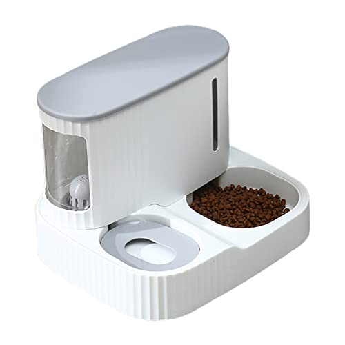 Pet Food Feeder Abnehmbares Futter Gravity Replenishment Pet Dog Cat Food Water Dispenser Double Bowl Pet Supplies Grau von Calager