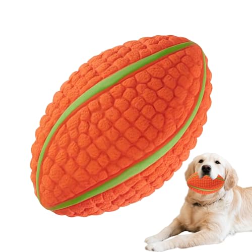 Calakono Fußballspielzeug für Hunde, Rugbyspielzeug für Hunde - Unzerstörbare Bälle für Hunde - Rugby-Hundespielzeug, Fußball-Hundespielzeug, Baumwollfüllung, Latex-Quietschball von Calakono