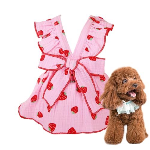 Calakono Hundekleider für kleine Hunde Mädchen, Hundekleider für Mädchen, Welpenkleidung Hundekleid, Erdbeer-Print-Partykleid, süße Hundekleider, Katzenbekleidung, Welpenkleid, von Calakono
