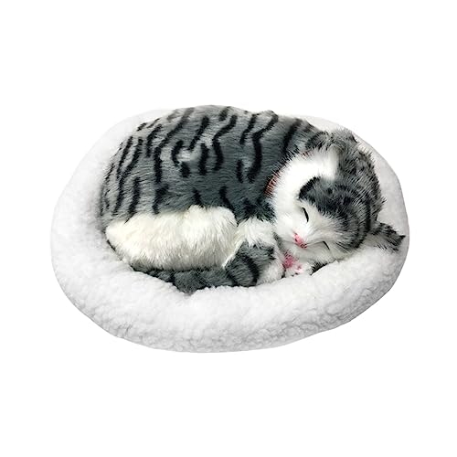Calakono -Kätzchen auf Pad | Simulation Plüsch schlafendes Katzenspielzeug | -Kätzchen in Haustierunterlage mit MIAU-Geräuschen, Katze zum Schlafen, Dekoration für Büro, Schreibtisch Handspielzeug von Calakono