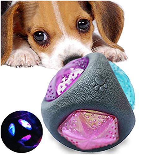 Calayu Hundespielzeug Quietschendes Spielzeug, Gummi Hundekauspielzeug Ball Glowing Ball Bite Resistant Ball Spielzeug für Haustier, Katze, Hund von Calayu