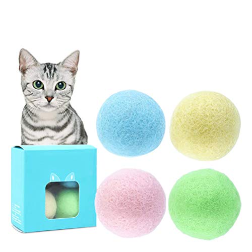 Calayu Katzenspielzeug Filzball mit eingebauter Glocke, Katzenball Interaktives Spielzeug Lustiges Katzenspielzeug aus 100% Wolle von Calayu