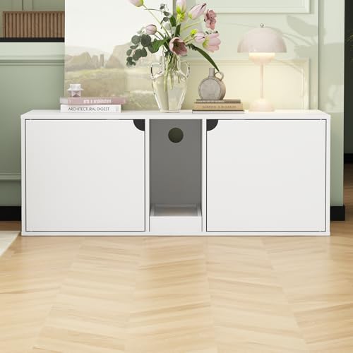 Katzenkäfig, Katzentoilettenschrank mit Zwei Katzentoiletten, weiß Katzenkäfig, Katzentoilettenschrank mit Zwei Katzentoiletten, weiß von Caldion