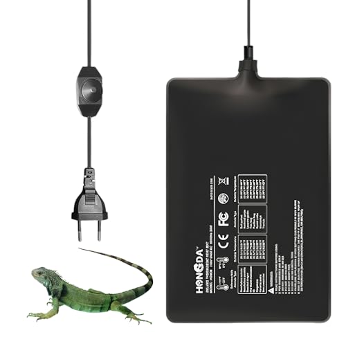 Heizmatte Terrarium 11W, 20 x 15 cm Reptilien Terrarium Heizung Regelbar für Aquarienheizkissen, Heizkissen mit Temperaturregelung für Reptilien, Geckos, Eidechsen, Schlangen, Schildkröte von Calenxy