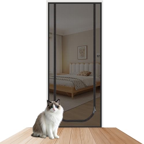 Katzennetz für Balkon Katze, Haustiere Bildschirm Tür mit Reißverschluss Cat Screen Door, 90x210cm Balkon Fliegengitter Tür, Katze Mesh Tür Bildschirm für Wohnzimmer, Schlafzimmer, Küche Katzennetz für Balkon Katze, Haustiere Bildschirm Tür mit Reißverschluss Cat Screen Door, 90x210cm Balkon Fliegengitter Tür, Katze Mesh Tür Bildschirm für Wohnzimmer, Schlafzimmer, Küche von Calenxy