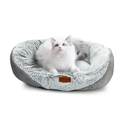 Hundebetten für mittelgroße und kleine Hunde, rundes Katzenbett für Hauskatzen, waschbares Haustierbett für Welpen und Kätzchen, mit rutschfester Unterseite, Hellgrau, 50,8 x 48,3 x 15,2 cm (L x B x Hundebetten für mittelgroße und kleine Hunde, rundes Katzenbett für Hauskatzen, waschbares Haustierbett für Welpen und Kätzchen, mit rutschfester Unterseite, Hellgrau, 50,8 x 48,3 x 15,2 cm (L x B x von Calibonbon