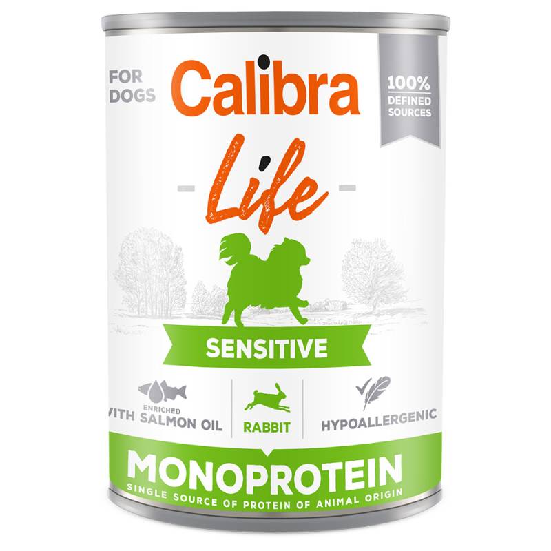 Calibra Dog Life Adult 6 x 400 g - Sensitive Kaninchen von Calibra