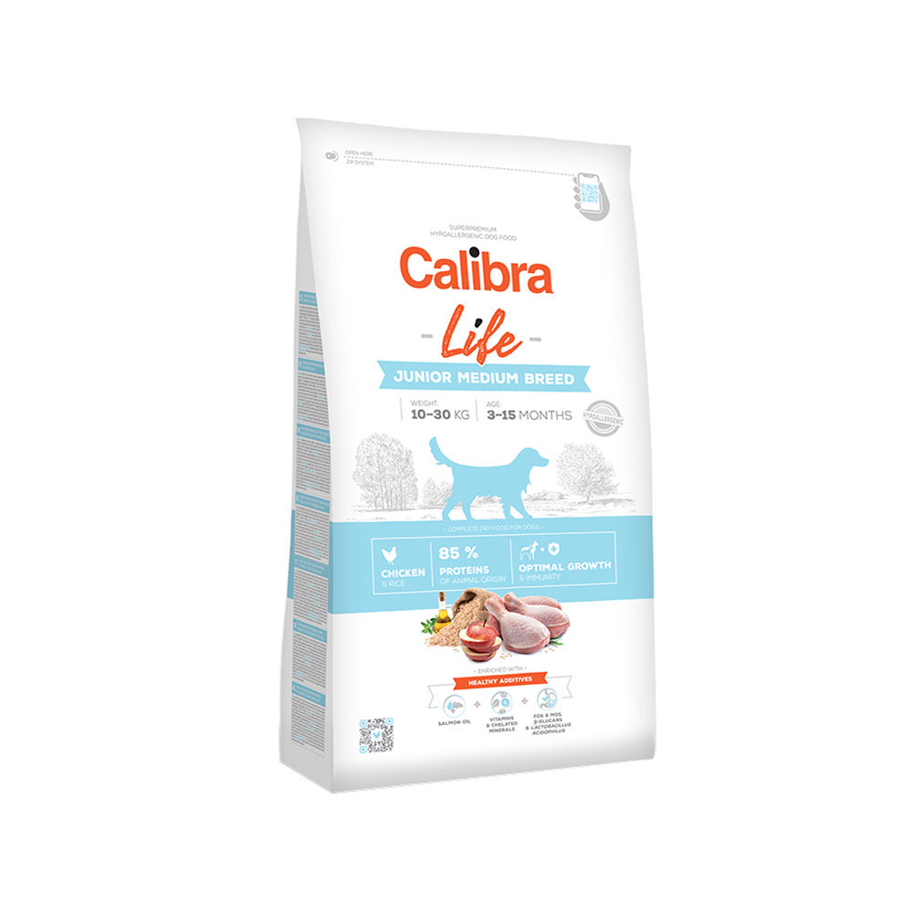 Calibra Dog Life Junior Medium Breed - Huhn - 12 kg von Calibra