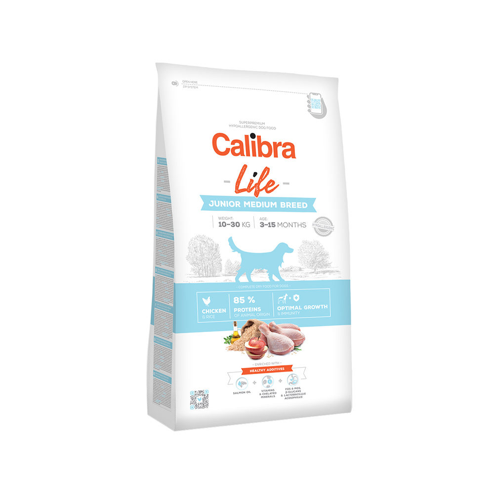 Calibra Dog Life Junior Medium Breed - Huhn - 12 kg von Calibra