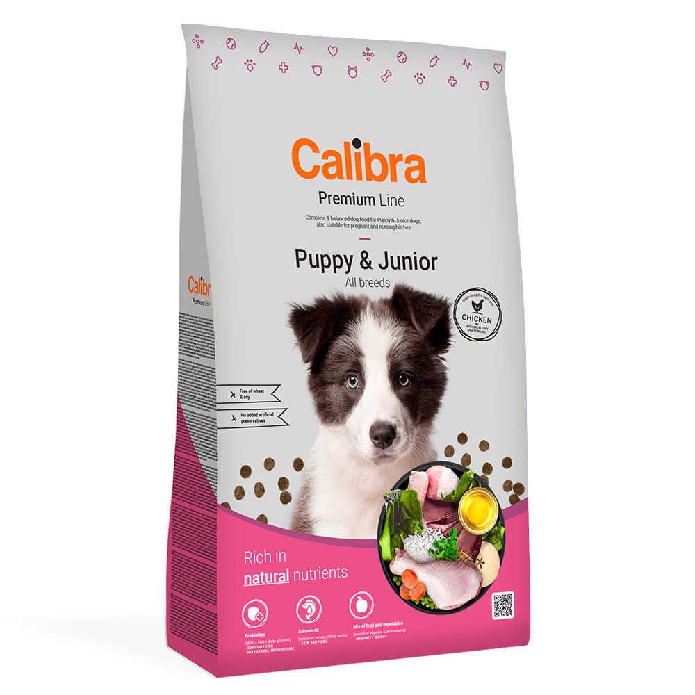 Calibra Dog Premium Line Puppy & Junior Huhn - Sparpaket: 2 x 12 kg von Calibra