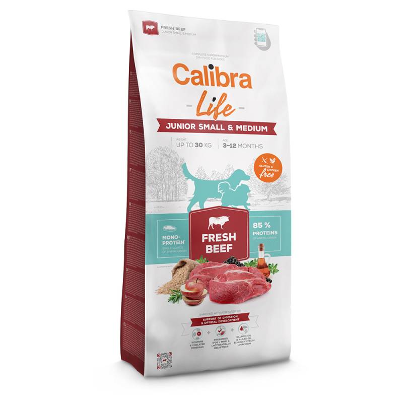 Calibra Life Junior Small & Medium Breed mit frischem Rind - Sparpaket: 2 x 12 kg von Calibra