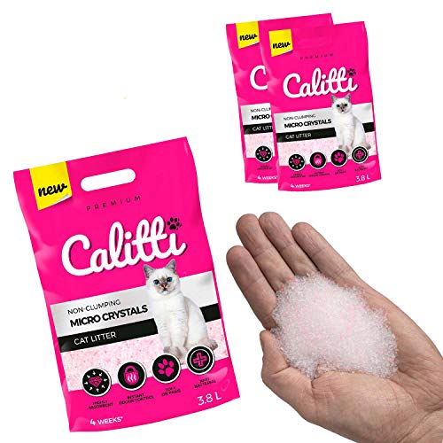Calitti - Micro Silikat Katzenstreu | Premium Crystals Silikatstreu | Antibakteriell Katzensand | 2-er Set 2 x 3,8 L = 7,6 L von Calitti