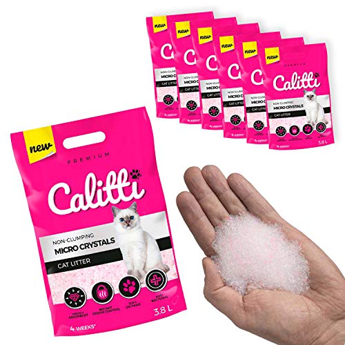 Calitti - Micro Silikat Katzenstreu | Premium Crystals Silikatstreu | Antibakteriell Katzensand | 6-er Set 6 x 3,8 L = 22 L von Calitti