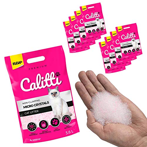 Calitti - Micro Silikat Katzenstreu | Premium Crystals Silikatstreu | Antibakteriell Katzensand | 8-er Set 8 x 3,8 L = 30 L von Calitti