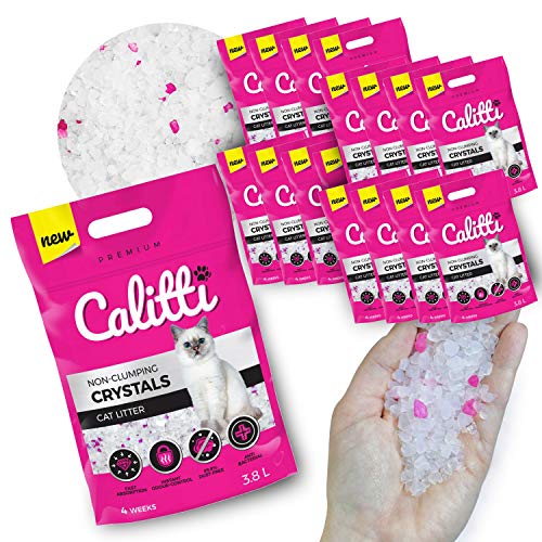 Calitti - Silikat Katzenstreu | Premium Crystals Silikatstreu | Antibakteriell Katzensand | 16-er Set 16 x 3,8 L = 60 L von Calitti