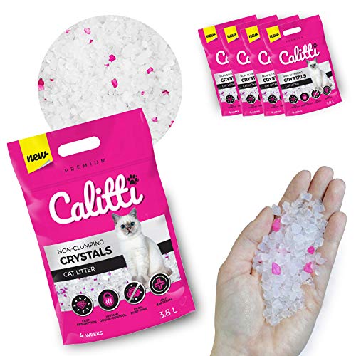 Calitti - Silikat Katzenstreu | Premium Crystals Silikatstreu | Antibakteriell Katzensand | 4-er Set 4 x 3,8 L = 15 L von Calitti