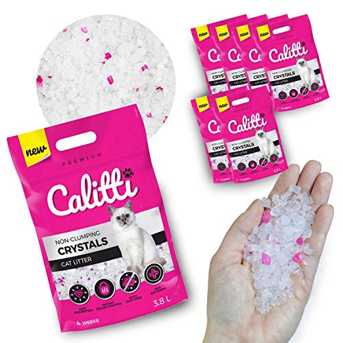 Calitti - Silikat Katzenstreu | Premium Crystals Silikatstreu | Antibakteriell Katzensand | 6-er Set 6 x 3,8 L = 22 L von Calitti