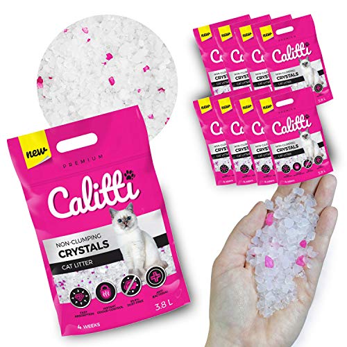 Calitti - Silikat Katzenstreu | Premium Crystals Silikatstreu | Antibakteriell Katzensand | 8-er Set 8 x 3,8 L = 30 L von Calitti