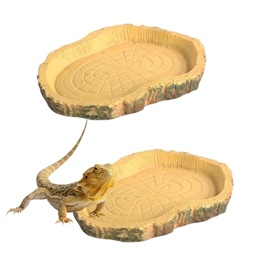 Calkrer 2 Stücke Wasserschale Terrarium, Schildkröten Zubehör, Reptilien Wasserschale, Futterschale, Terrarium Trinkschale, Wassernapf für Schlange Geck. von Calkkrer