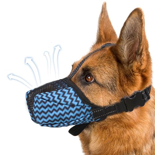 Calkrer Maulkorb Für Hunde, Maulkorb aus Nylon um, Hundemaulkorb, Weicher Netzmaulkorb für große und mittelgroße Hunde, atmungsaktiver. von Calkkrer