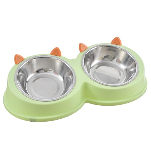 Doppelte Futternäpfe für Hunde und Katzen, Premium-Futternäpfe aus Edelstahl mit Rutschfestem Edelstahl, Niedliche Modellierung, Tierfutter, Wasser für Futterhunde, Katzen, Kaninchen und Haustiere von Callicarpa