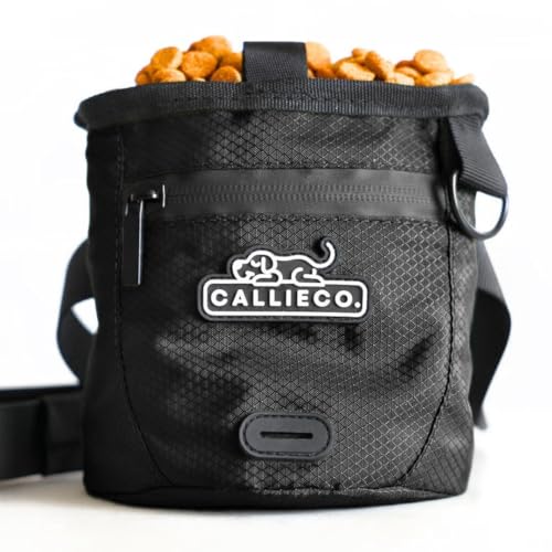 Callieco Leckerli-Tasche für Hunde mit Magnetverschluss und Reißverschluss, kleiner Taillengürtel, Trainings-Verhaltenshilfe, für Spaziergänge mit Kotbeutelspender, Schwarz Callieco Leckerli-Tasche für Hunde mit Magnetverschluss und Reißverschluss, kleiner Taillengürtel, Trainings-Verhaltenshilfe, für Spaziergänge mit Kotbeutelspender, Schwarz von Callieco