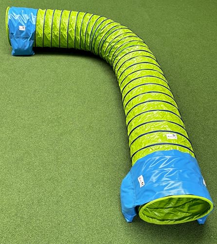Callieway® Dog Agility Tunnel Profi Hunde Tunnel Agility Gerät (Stützsandsäcke bereits inklusive) (3m, limettengrün) von Callieway