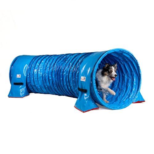 Callieway® Dog Agility Tunnel Profi Hunde Tunnel Agility Gerät (Stützsandsäcke bereits inklusive) (3m / 80cm, blau) von Callieway