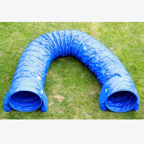 Callieway® Dog Agility Tunnel Profi Hunde Tunnel Agility Gerät (Stützsandsäcke bereits inklusive) (6m, blau) von Callieway