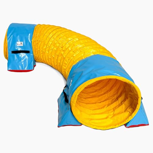 Callieway® Dog Agility Tunnel Turnier 60cmØ, 360° FullGrip (3m, gelb) von Callieway