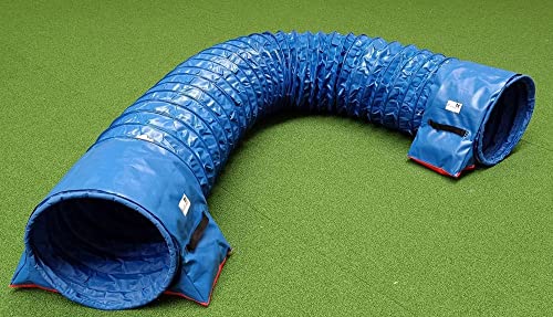Callieway® Dog Agility Tunnel Turnier 60cmØ, 360° FullGrip (6m, blau/Blue) von Callieway