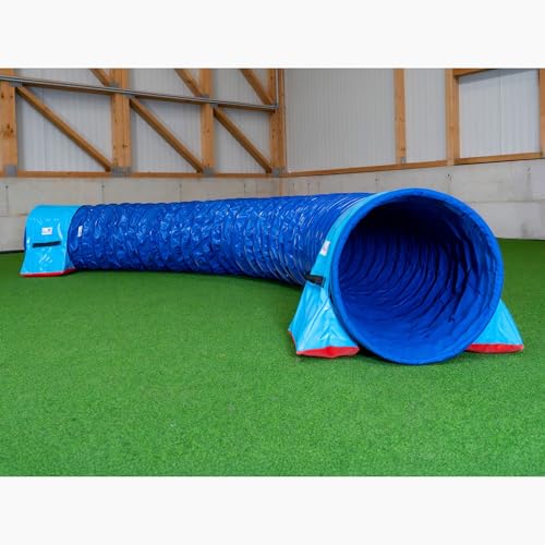 Callieway® Dog Agility Tunnel Turnier 60cmØ, 360° FullGrip (6m, blau/Blue) von Callieway