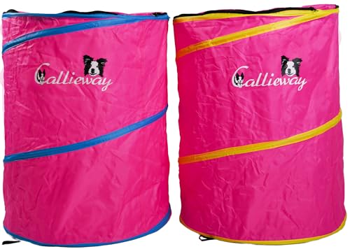 Callieway Hoopers Agility Barrel – Tonne/Fass für Hundetraining (Doppelpack, Blau) | Leicht, stabil & beschwerbar | Inkl. Transporttasche | Agility Parcours für Hunde | Fuchsia von Callieway