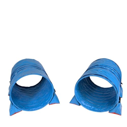 Callieway Hoopers Agility Tunnel Set “Profi”– Orig Tunnelset (2 STK.) für Hoopers Hundesport (inkl 4 Tunnelsäcke) (80cmØ 100cm Länge, blau/blau) von Callieway