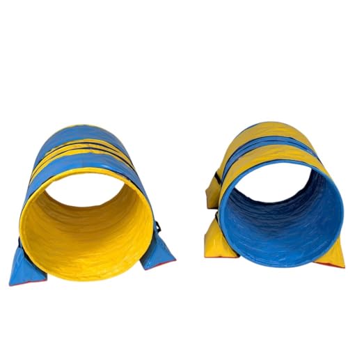 Callieway Hoopers Agility Tunnel Set “Profi”– Orig Tunnelset für JAD (2 STK.) für Hoopers & JAD Hundesport (80cmØ 100cm Länge, blau/gelb) von Callieway