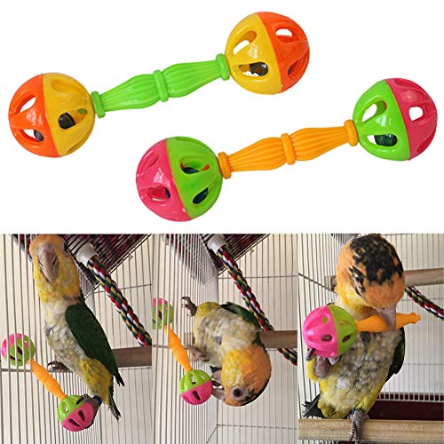 Calsgkspray Vogelspielzeug für Papageien, Rassel, Spaß, Übung, Kunststoff, Doppelkopfglocke, Haustierspielzeug, kleine und mittelgroße Vögel, Futtersuche, Fußspielzeug, Haustierbedarf, Vögel, von Calsgkspray