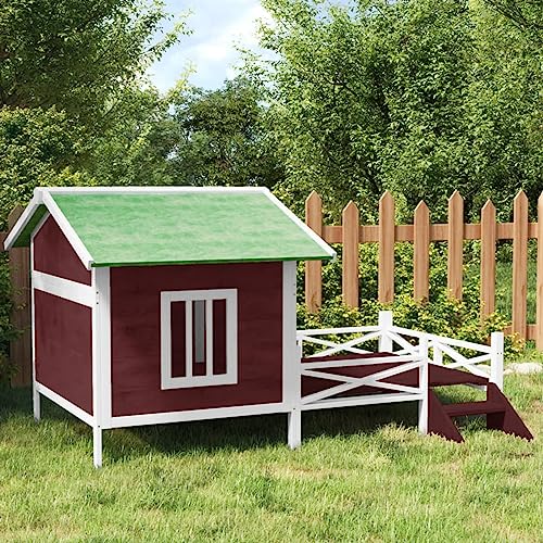 Camerina Hundehütte Mokka 159x120x88,5 cm Massivholz Kiefer Outdoor Dog Kennel Puppenhaus Groß von Camerina