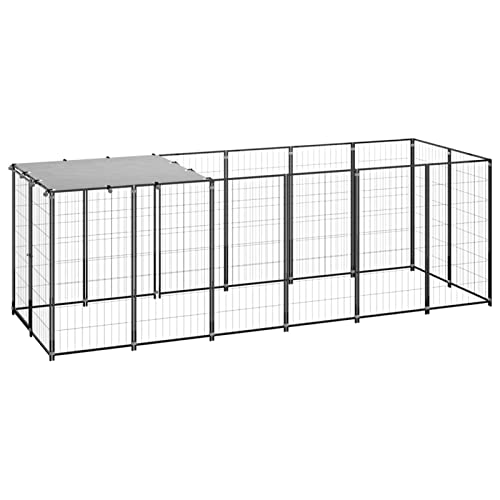 Camerina Hundezwinger Schwarz 330x110x110 cm Stahl Gartenzaun Zaun FüR Hunde Freigehege Kleintierzaun Outdoor Hundegitter Garten Haustier Zaun Garten von Camerina