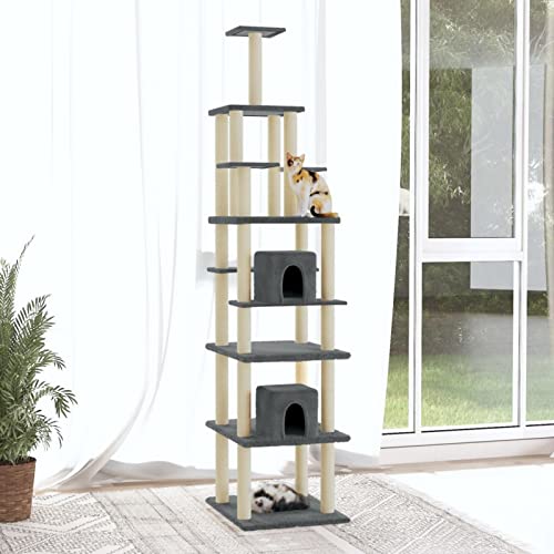 Camerina Kratzbaum mit Sisal-Kratzsäulen Dunkelgrau 216 cm Kratztonne FüR Katzen Sisalseil FüR Kratzbaum KatzenmöBel Kratzbaum FüR Katzen Camerina Kratzbaum mit Sisal-Kratzsäulen Dunkelgrau 216 cm Kratztonne FüR Katzen Sisalseil FüR Kratzbaum KatzenmöBel Kratzbaum FüR Katzen von Camerina