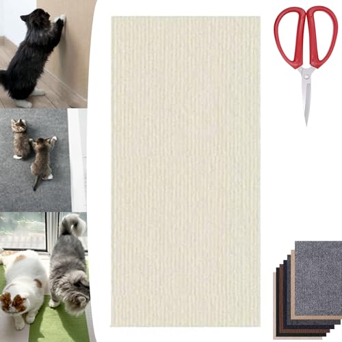 Asisumption Cat Scratching Mat, Climbing Cat Scratcher, Cat Scratching Mat Self-Adhesive, Versatile Trimmable Self-Adhesive Cat Couch Protector (Beige, 11.8 * 39.4in) von Camic