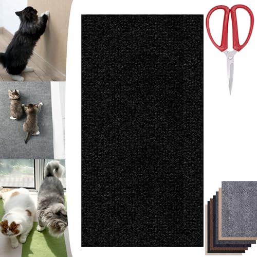 Asisumption Cat Scratching Mat, Climbing Cat Scratcher, Cat Scratching Mat Self-Adhesive, Versatile Trimmable Self-Adhesive Cat Couch Protector (Black, 11.8 * 39.4in) von Camic