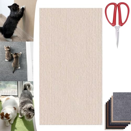 Asisumption Cat Scratching Mat, Climbing Cat Scratcher, Cat Scratching Mat Self-Adhesive, Versatile Trimmable Self-Adhesive Cat Couch Protector (Khaki, 11.8 * 39.4in) von Camic