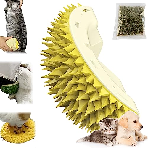 Camic Durian Multifunctional Toys, Durian Cat Scratcher, Durian Shell Cat, Cat Durian Shell, Massaging and Removing Floating Hair Cat Dog Mint Toys (1PC Yellow) von Camic