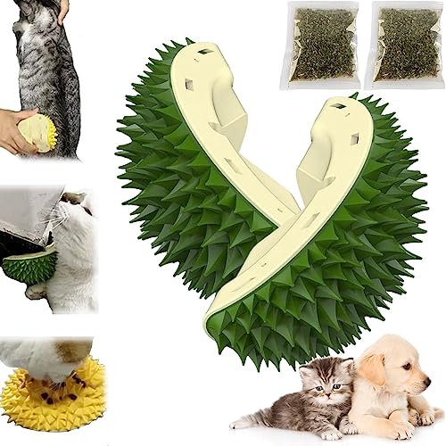 Camic Durian Multifunctional Toys, Durian Cat Scratcher, Durian Shell Cat, Cat Durian Shell, Massaging and Removing Floating Hair Cat Dog Mint Toys (2PCS Green) von Camic