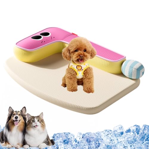 Camic Pfoten-Bedarf Atmungsaktives Kühlendes Sommer Bett Für Haustiere, Kühlbett für Haustiere, Kühlmatte für Hunde & Katzen Geeignet, Erhöhte Desig, Waschbarer Bezug (Rosa, L (70 x 53 cm)) von Camic