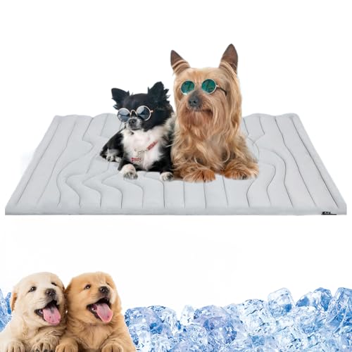 Camic PfotenChill - Die Innovative Kühlmatte für Hunde, Kühlmatte Hund Selbstkühlend für Katzen, Premium Kühlmatte Bett, Kühldecke Hund Ohne Gel (Grau, L(122 * 71cm)) von Camic