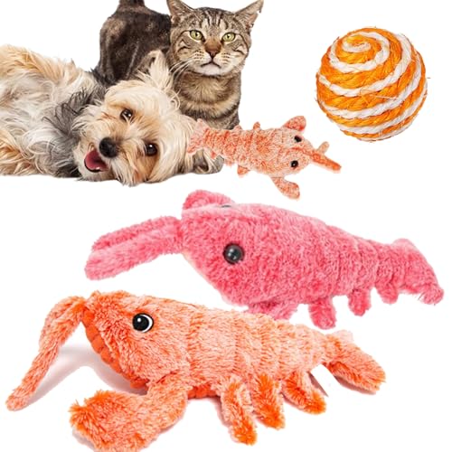 Camic Wiggly Lobster Dog Toy, Furry Fellow Interactive Dog Toy Lobster, Floppy Lobster Interactive Dog Toy, Floppy Lobster Dog Toy, Low-Noise Jumping Lobster Interactive Toy (2pcs-Mix) von Camic