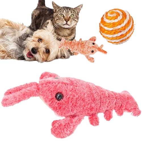Camic Wiggly Lobster Dog Toy, Furry Fellow Interactive Dog Toy Lobster, Floppy Lobster Interactive Dog Toy, Floppy Lobster Dog Toy, Low-Noise Jumping Lobster Interactive Toy (Pink) von Camic